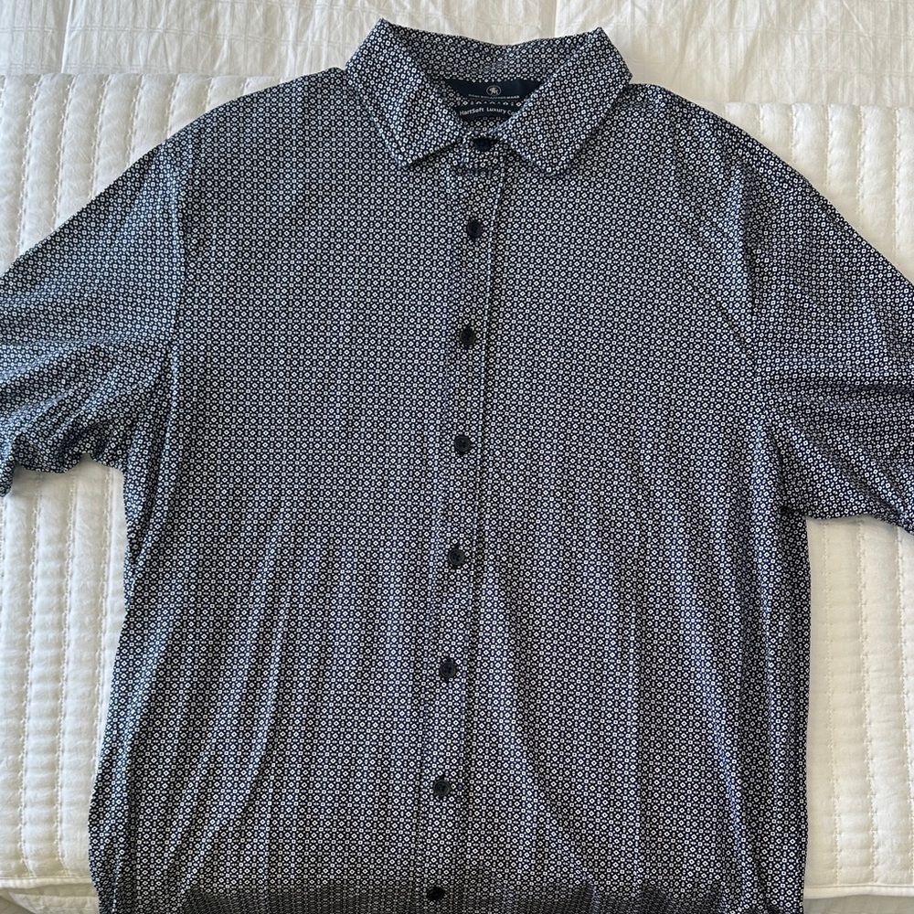 Hart Schaffner Marx Navy Geometric Button-Up Short-Sleeve Shirt